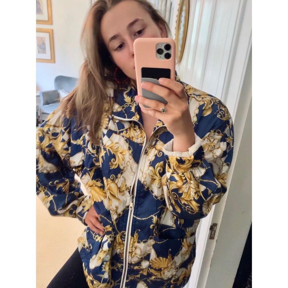 London Fog 90s Versace Style Bomber Jacket Medium